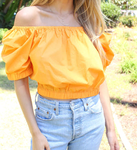 Marigold yellow off the shoulder top