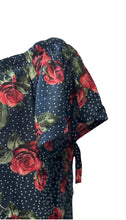 Load image into Gallery viewer, Off shoulder navy floral top with tie up sleeve
