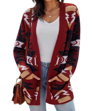 Load image into Gallery viewer, Aztec patterned cardigan with pockets
