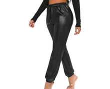 Load image into Gallery viewer, Drawstring waist PU leather pants
