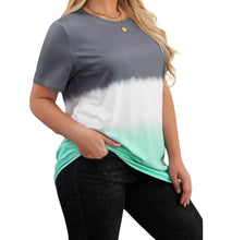 Load image into Gallery viewer, Colorblock crew neck tie-dye plus size tee
