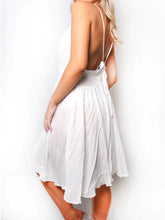 Load image into Gallery viewer, White embroidered strappy back dress
