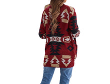 Load image into Gallery viewer, Aztec patterned cardigan with pockets
