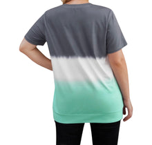 Load image into Gallery viewer, Colorblock crew neck tie-dye plus size tee
