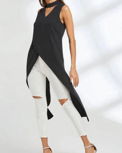 Unique chic long sleeveless crossover top