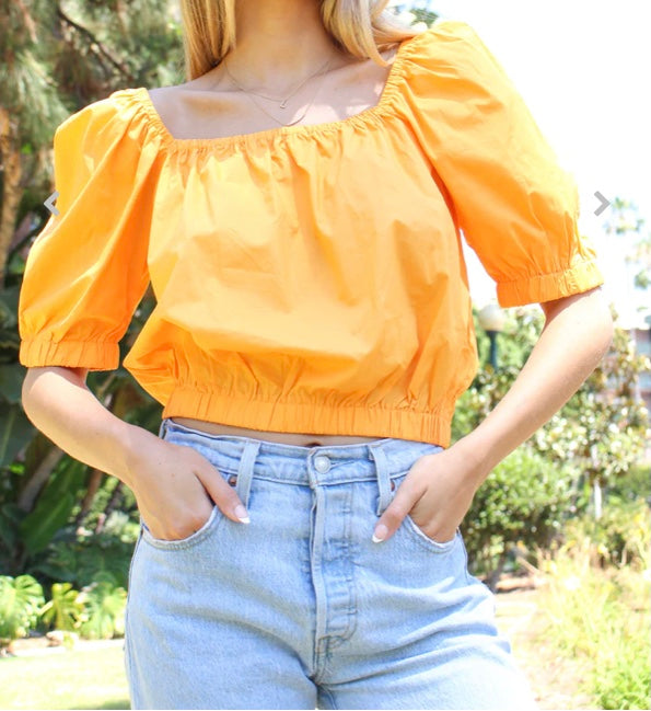 Marigold yellow off the shoulder top