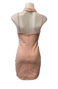 Dusty rose bodycon fit mini dress with back zipper