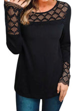 Load image into Gallery viewer, Long sleeve black top with lace
