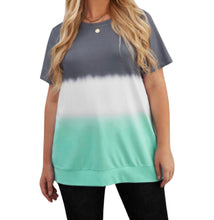 Load image into Gallery viewer, Colorblock crew neck tie-dye plus size tee
