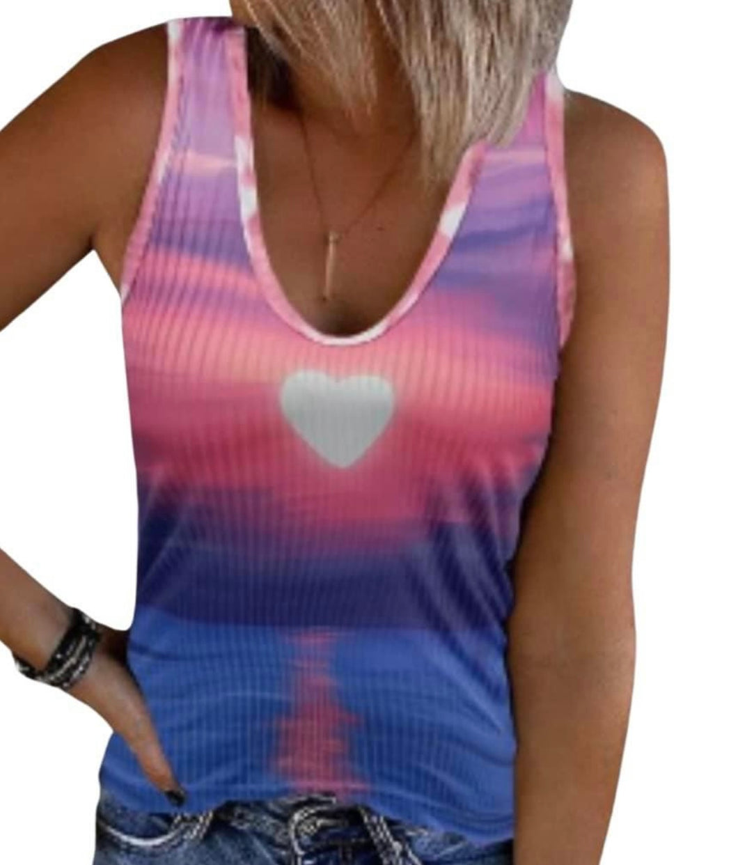 Multi coloured heart tank top