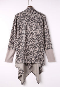 Leopard print draped cardigan