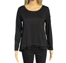 Load image into Gallery viewer, High/low loose fitting top with crochet trim
