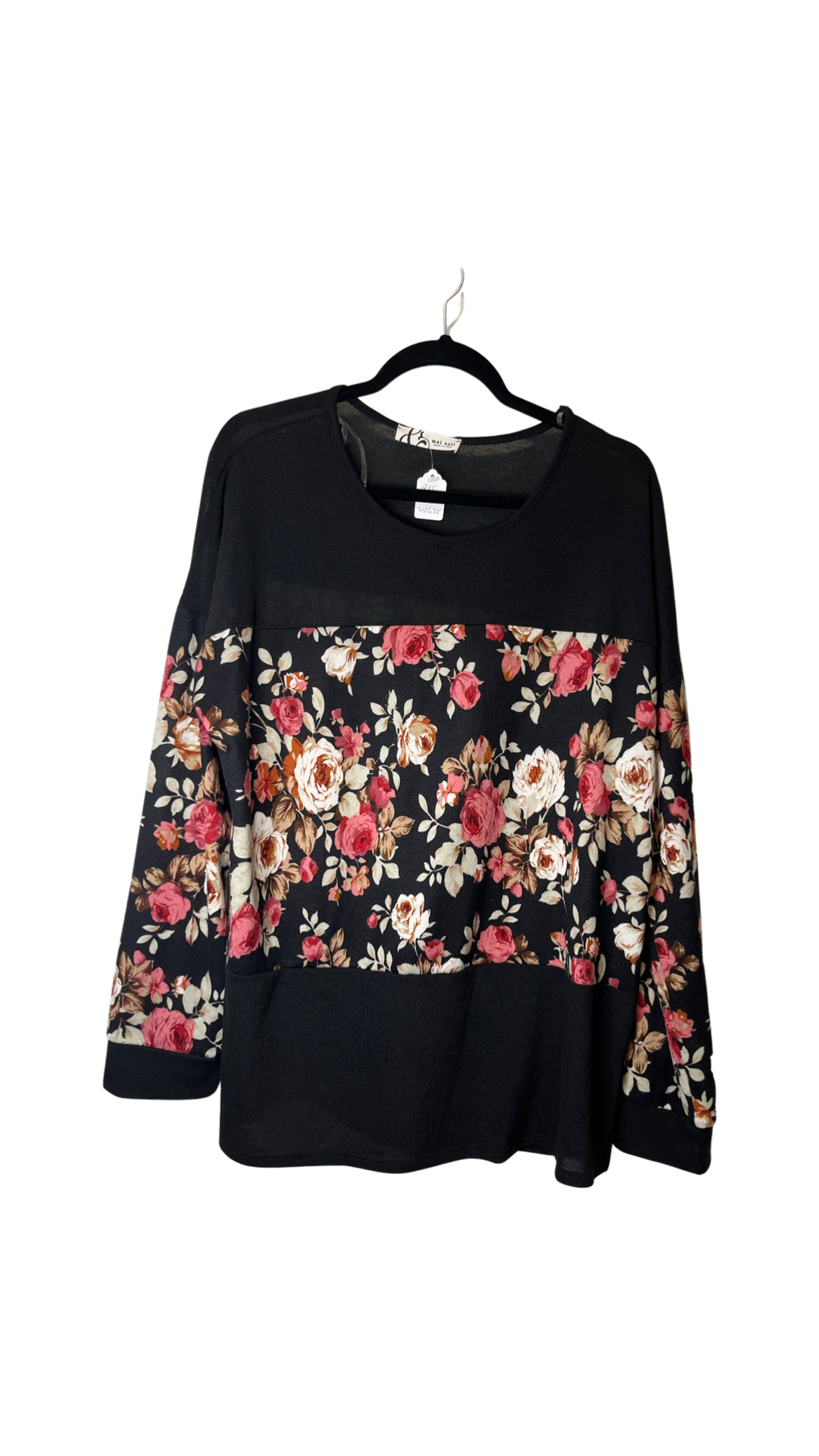 Plus size black floral sweater