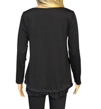 Load image into Gallery viewer, High/low loose fitting top with crochet trim
