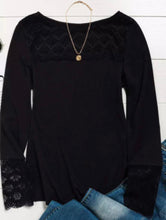 Load image into Gallery viewer, Long sleeve black top with lace
