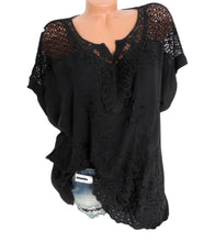 Load image into Gallery viewer, Cotton blouse with upper lace
