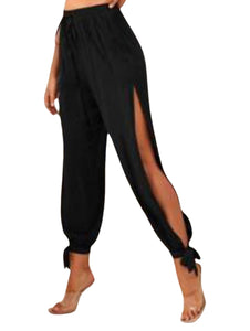 Black pants with split thigh