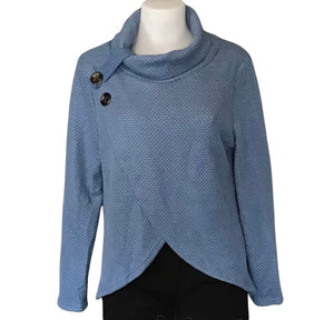 Crossover sweater with 2 decorative buttons